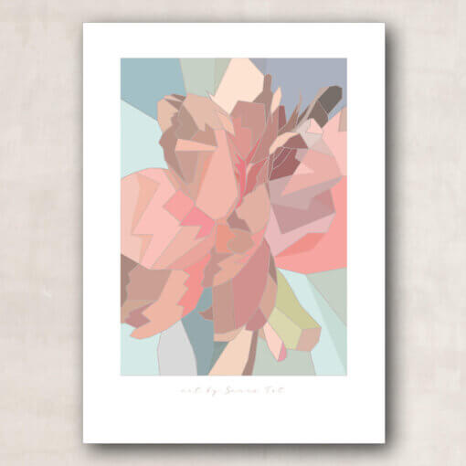 Plakat print kunst blomst natur grafisk illustration lysegrøn lyserød lyseblå pink