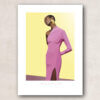 Plakat print kunst grafisk illustration lyserød rosa pink baggrund stærk mørk kvinde smuk