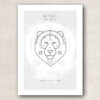 plakat, print, kunst, stjernetegn, løven, grafisk, vandfarve, akvarel, stiliseret, romantisk, fin, enkel, tekst, stregtegning, interiør, nordisk stil, dansk design
