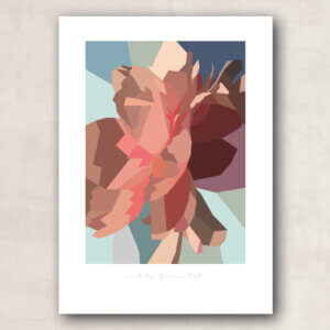 Plakat print kunst blomst natur grafisk illustration lysegrøn mint rose lyserød lyseblå pink