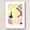 plakat print kunst abstrakt grafisk, former, gul, lysegul,rosa toner, farver pastel, lysegrøn, lyseblå, lyserød, Lilla, interiør, nordisk, dansk design,