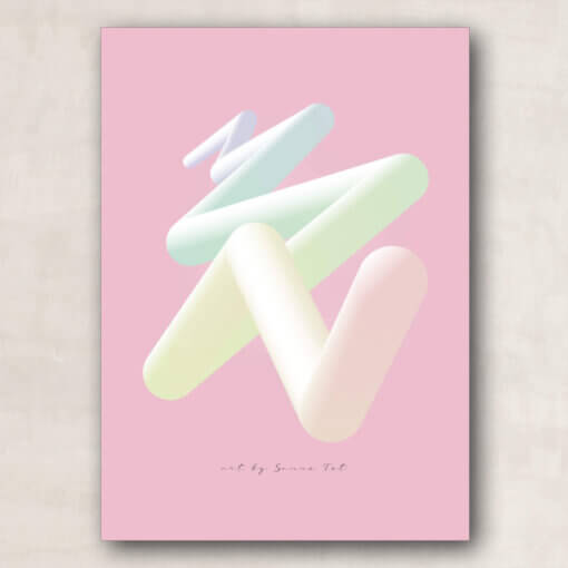 plakat, pastel, lyserød, pink, popart, blend, fun, happy,cool, trendy, object, art, kunst