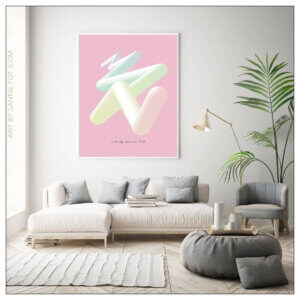 plakat, pastel, lyserød, pink, , popart, blend, fun, happy,cool, trendy, object, art, kunst, lyst interiør