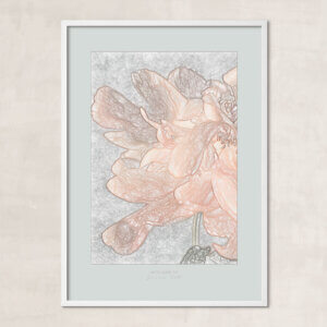 plakat Büyük Hotel, blå, grå, lyseblå, pink, blush, beige, pastel, douce, støvet, Blomsterplakat, art by Sanne Tot, skandinavisk design, støvede pastel farver, vægdekoration, luksuriøst hotel, kvalitetsplakat, bæredygtig kunst, moderne boligindretning.